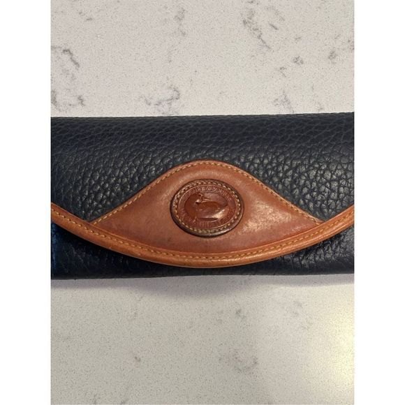 Vintage Dooney & Bourke Women\'s Black Brown Pebbled Leather Duck Glasses Case main image 4